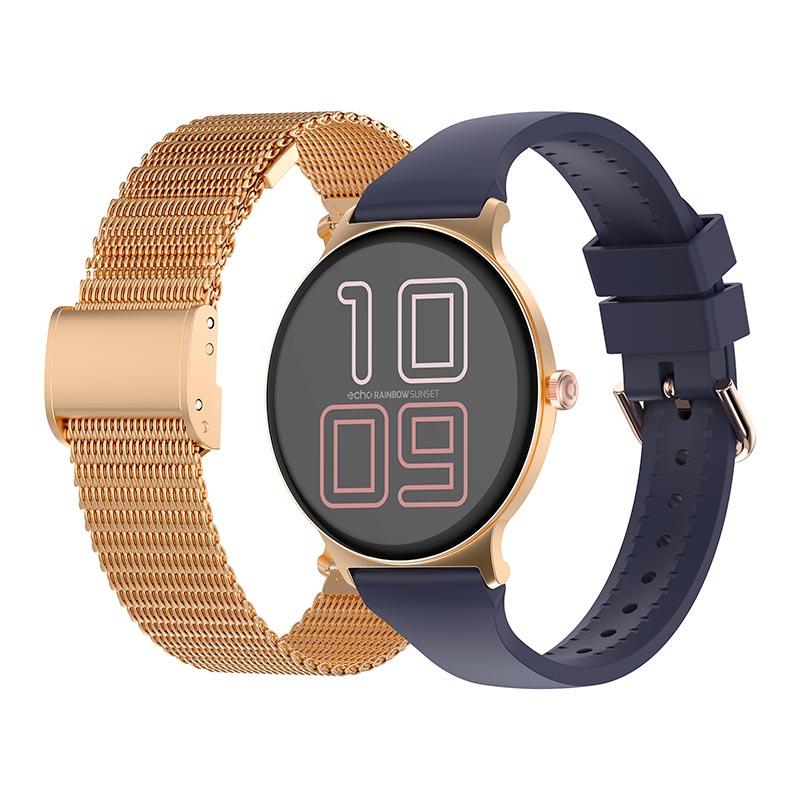 Montre Connectee Echo Rainbow Sunset Bleu - Or Rose - 2 Bracelets Bon état -  reconditionné disponible sur Electro Depot